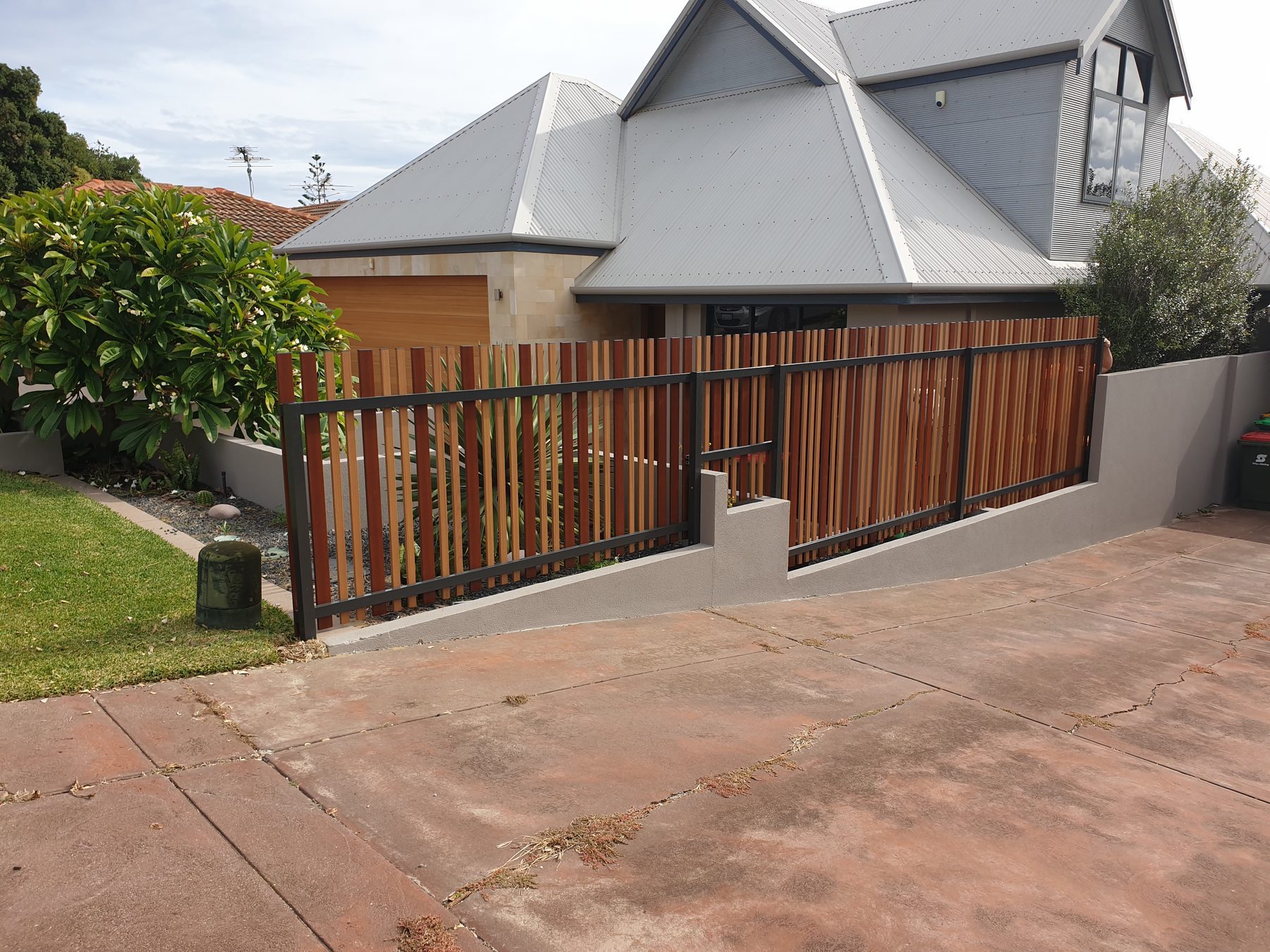 Vertical timber look slat fencing in Perth