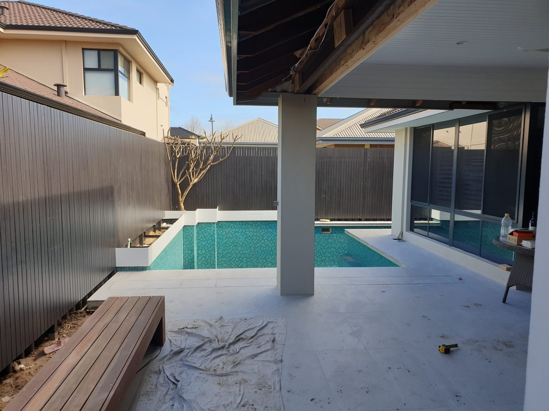 Colorbond boundary fencing around a Perth pool