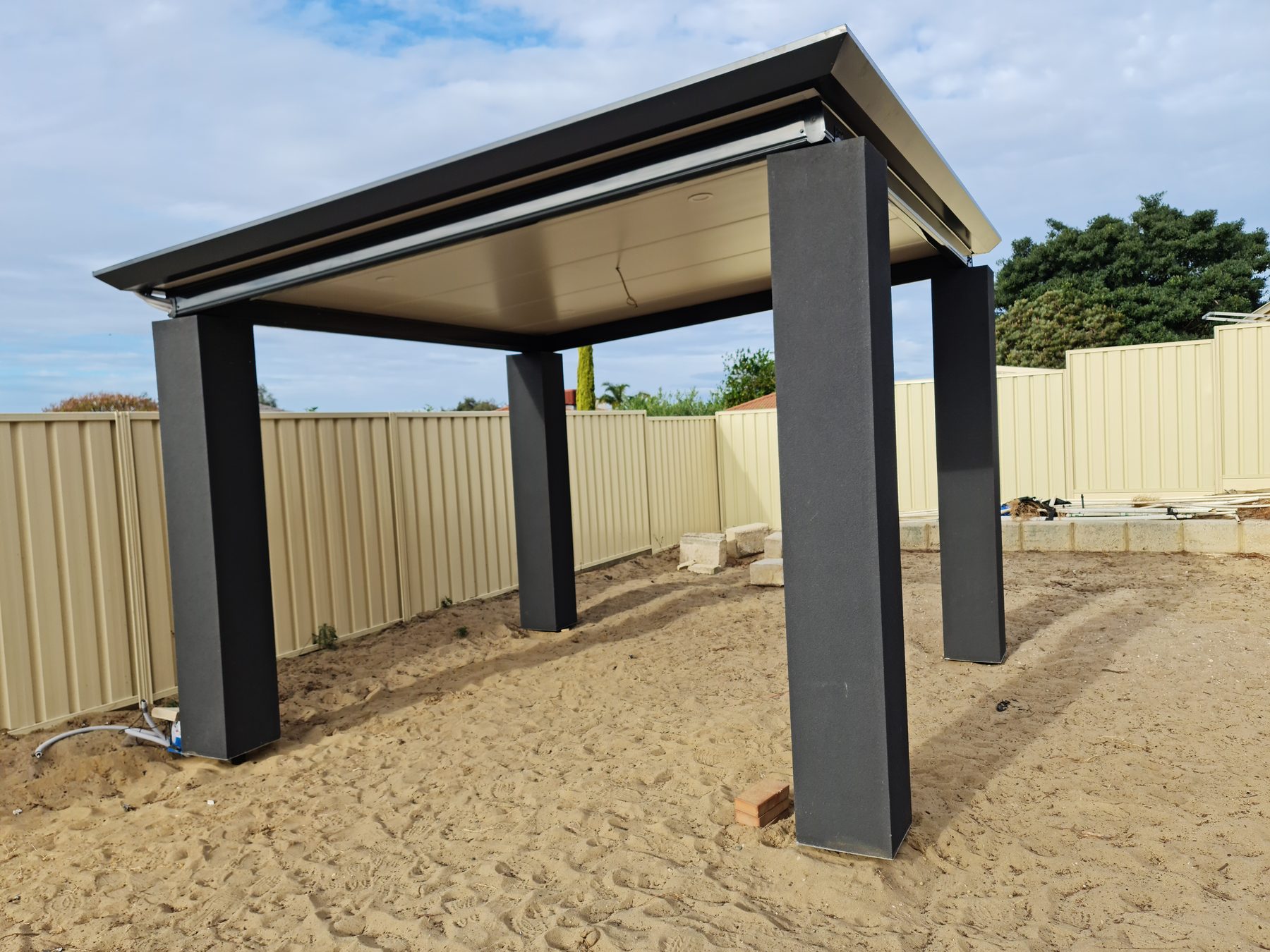 Cooldek patio structure and posts on a Perth build