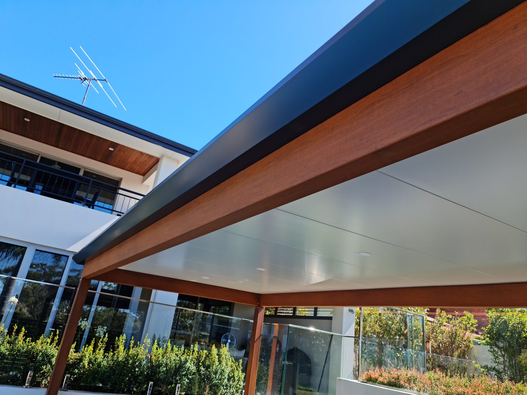 Cooldek insulated roofing with a timber look beam in Perth