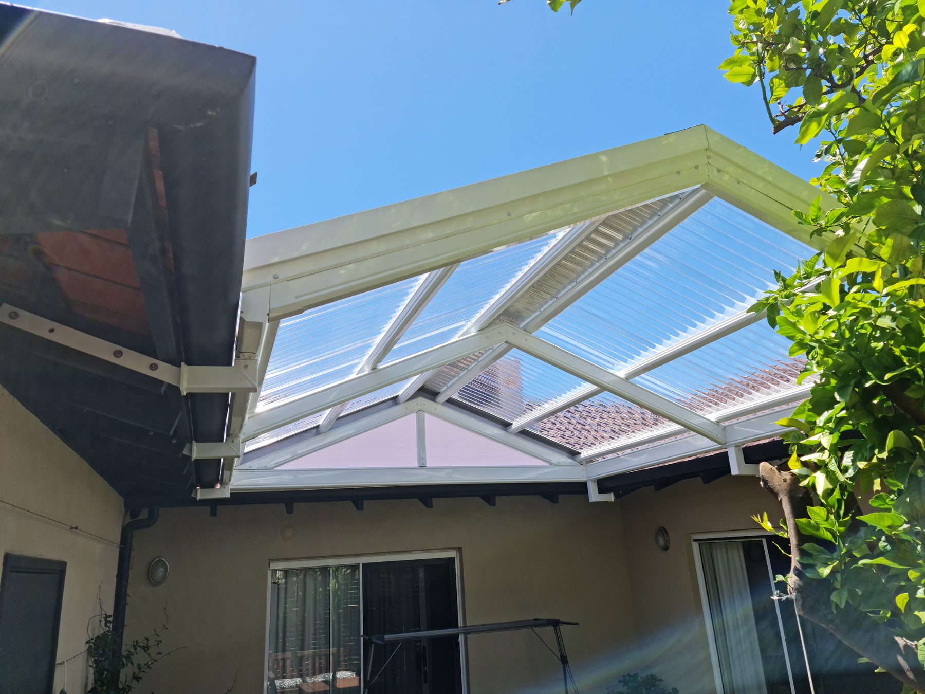 Outback gable patio with translucent polycarbonate roofing, Perth