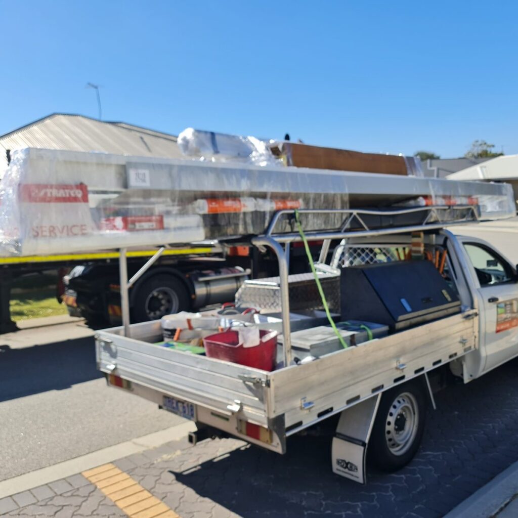 Sustain Patios work ute loaded with Stratco materials in Perth