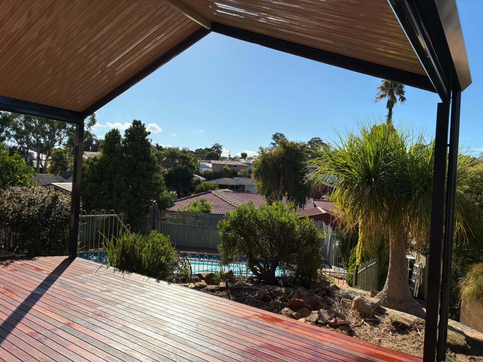 Timber decking beside a Perth pool